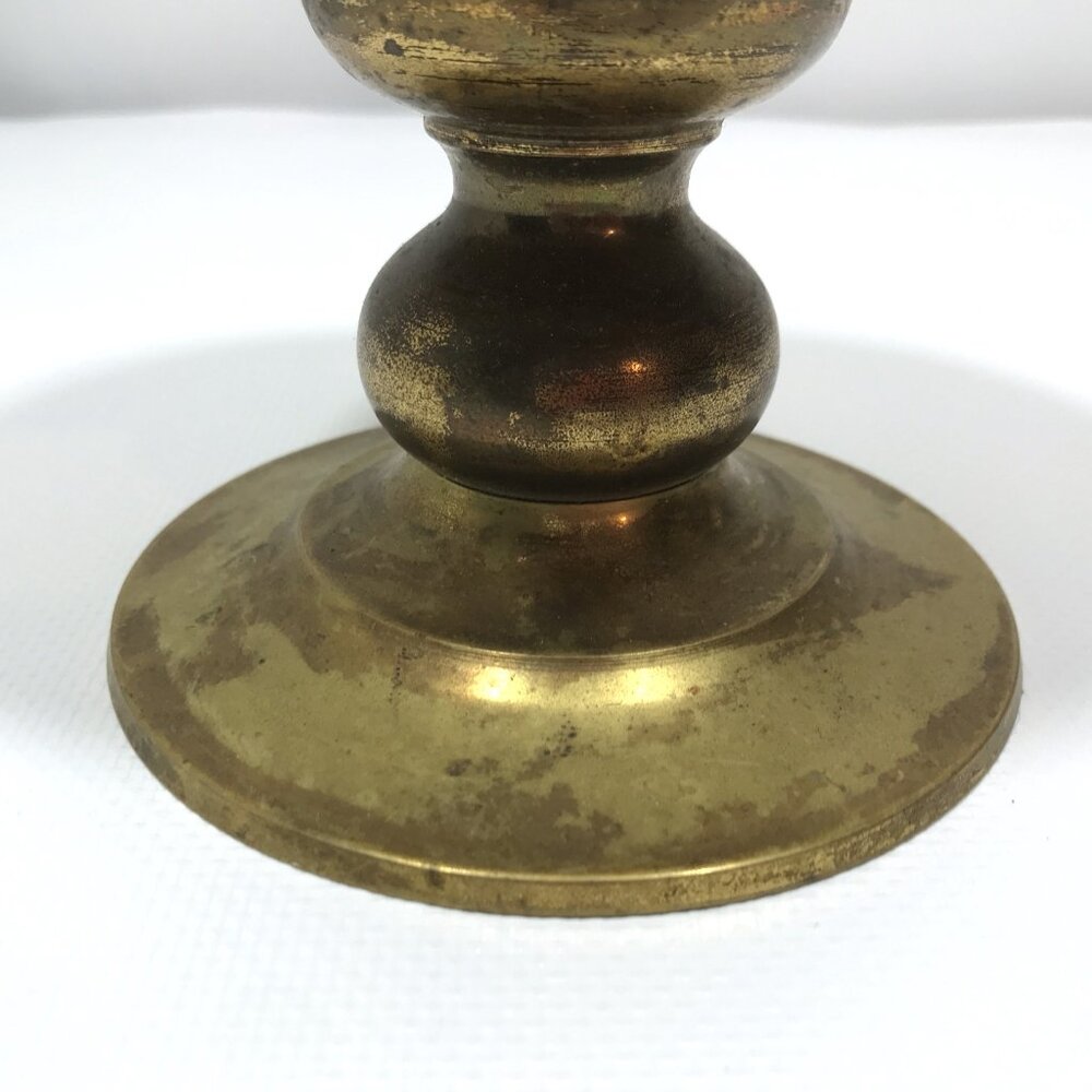 Vintage MCM Solid Brass Pedestal Candle Holder - Picture 3 of 4